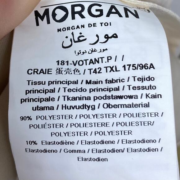 NWOT MORGAN DE TOI Blazer 42~US 10 Ivory Faux-Suede Ruffle Hook-Eye Long-Sleeve - Picture 4 of 5